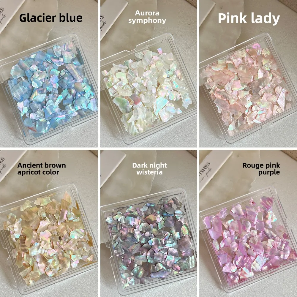 Natural Iridescent Mother of Pearl Shell Slices Aurora Shimmer Nail Art Flakes for 3D DIY Nail Art Manicure Decoration Supplies view 3