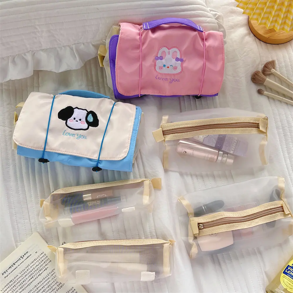 Bolsa de almacenamiento de malla desmontable, bolsa de maquillaje, bolsa de aseo portátil de viaje cuatro en uno de gran capacidad.zwq