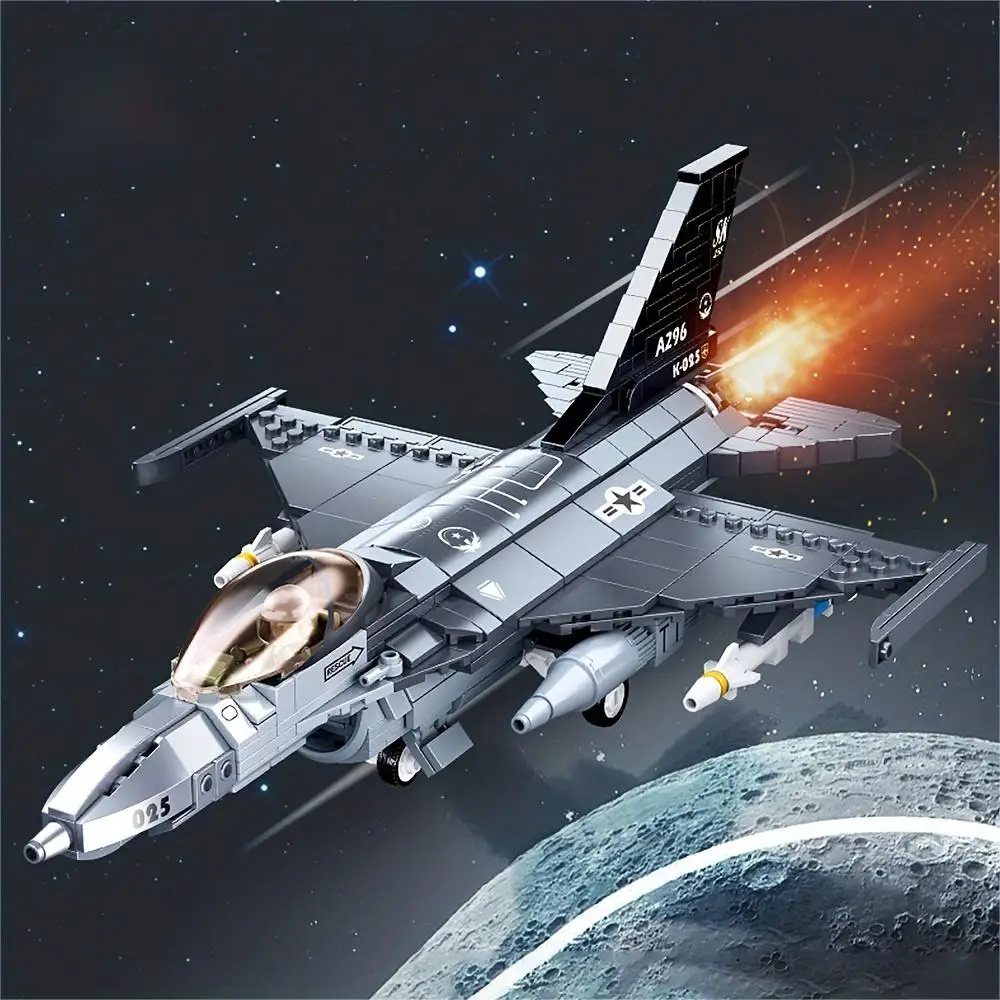 Krijg je eigen F16-jager met 521 stuks - Militaire serie modelbouwstenenkit - Perfect cadeau voor Thanksgiving Kerstmis