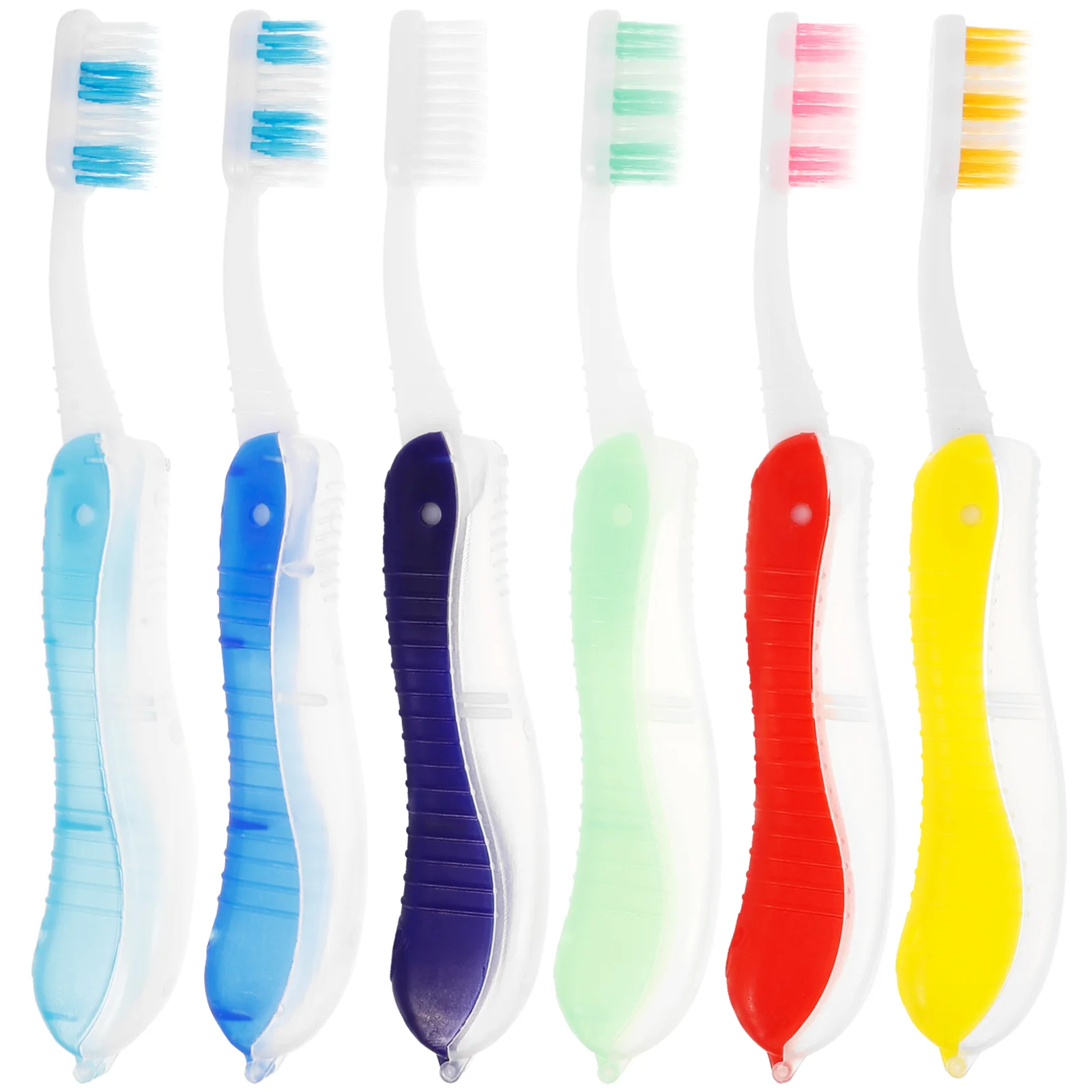 6 Pcs Folding Toothbrush Soft Bristle Portable Toothbrushes Travel Cleaning Storage