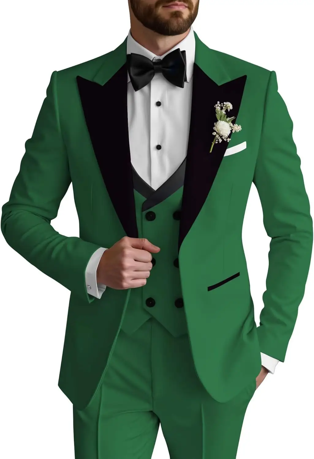 

Мужской костюм-тройка Slim Fit: двубортный смокинг для свадьбы, выпускного вечера, пиджак, жилет, брюки