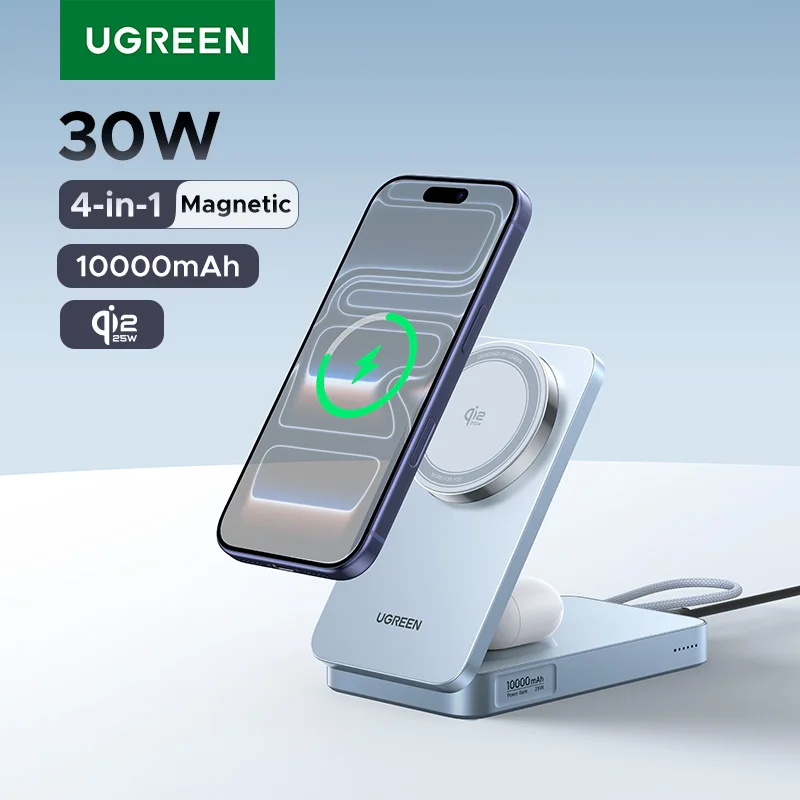 UGREEN 2-IN-1 Qi2 25W Magnetic Power Bank 10000mAh Portable PowerBank for MagSafe Wireless Fast Charging Charger Power Station
