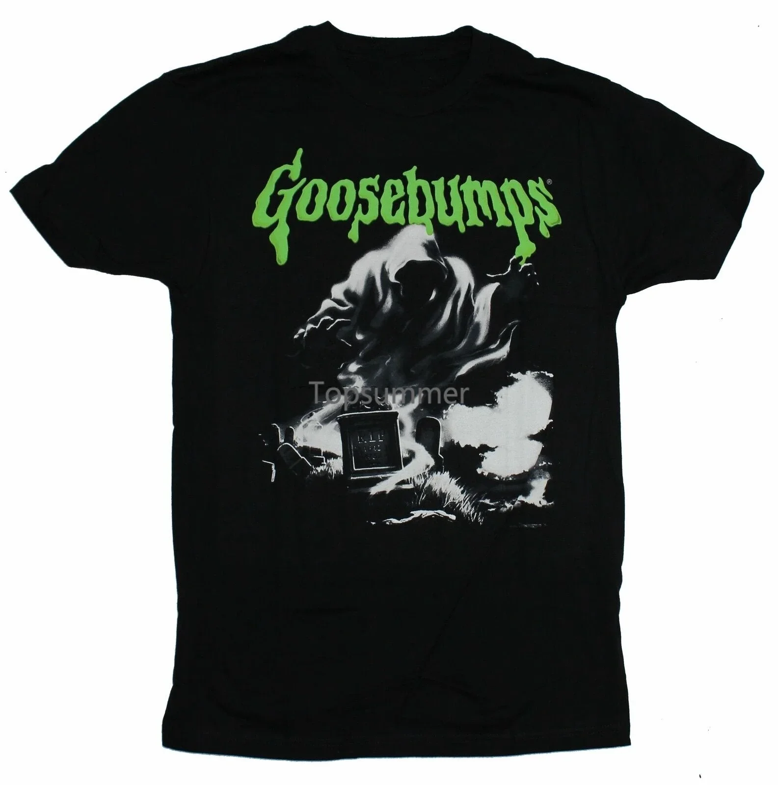 Cool Goosebumps Scary Ghost Under Logo Image Men Fashion Casual Hip Hop Streetwear Cotton T-Shirts