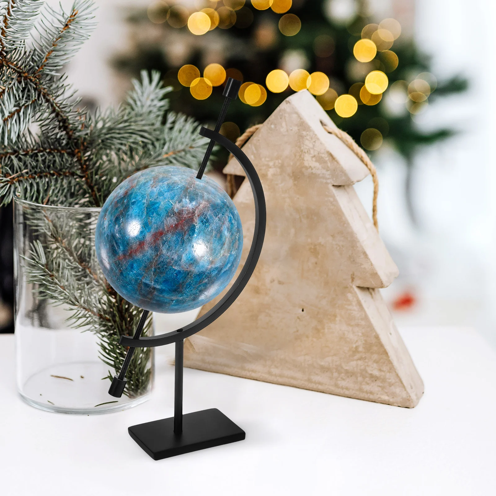 

Copper Plated Crystal Ball Stand Black Small Size Rust Resistant Metal Sphere Holder Adjustable Design Glass Display Piece
