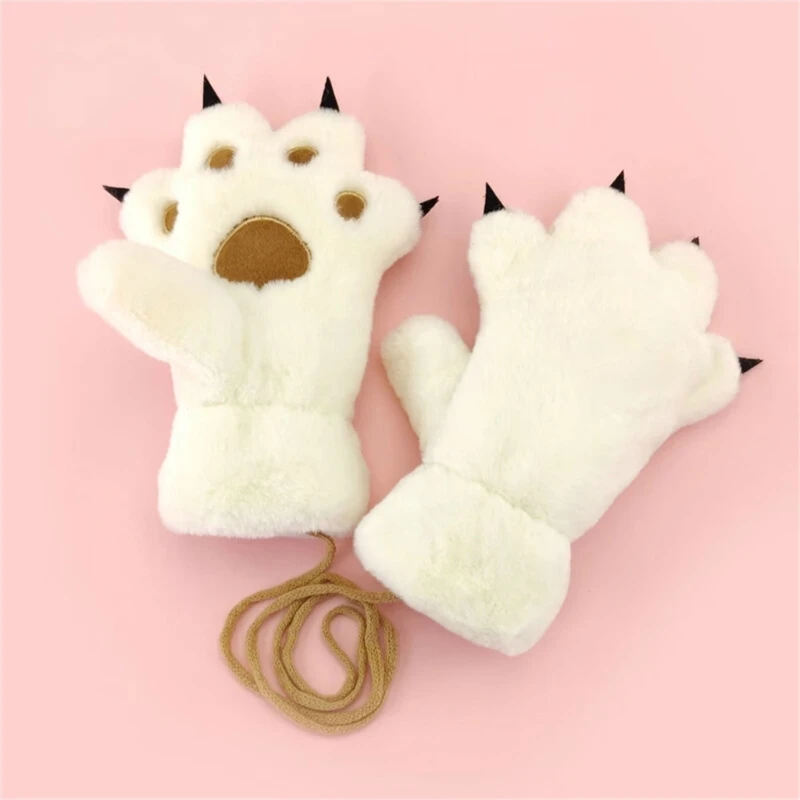 Warm Kids Winter Gloves with  Animal Paws Soft and Comfortable Children Winter Gloves with Thick Fleece Lining A2UB