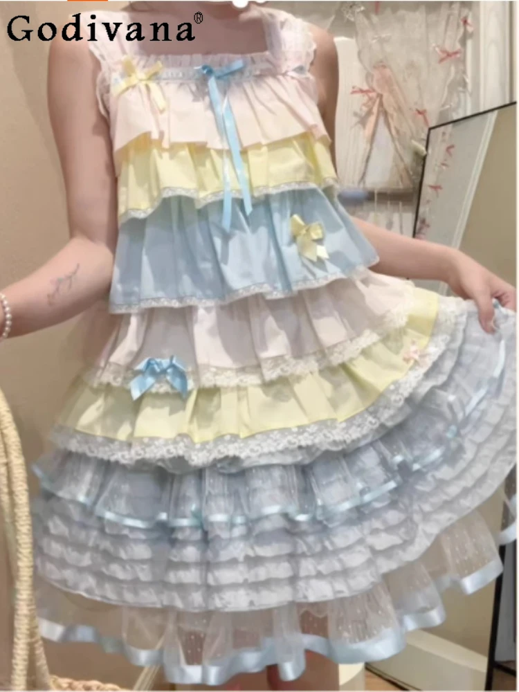 

Elegant Lolita Cake Short Panskirt Lace High Waist A-line Sweet Crinoline Cute Girls Versatile Age-Reducing Princess Skirt