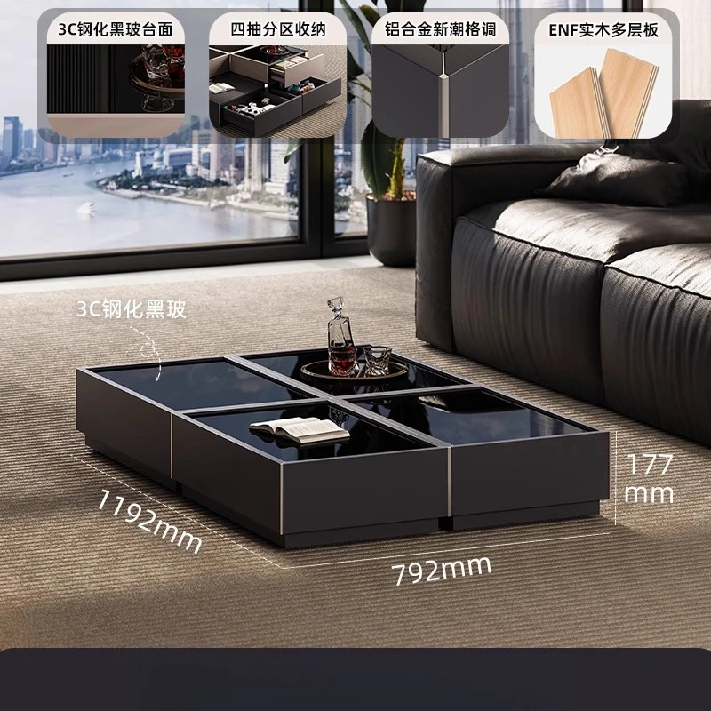 

Minimalist Living Room Multi-functional Combination Coffee Table Light Luxury High Sense Home Solid Wood Building Block Table