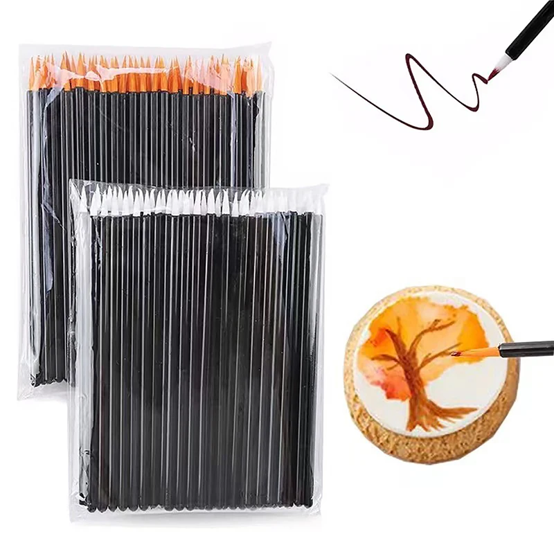 50Pcs Disposable Eyeliner Brushes Fine Fiber Head Eyeliner Cream Applicator Eye Cosmetic Brush With Cap Makeup Beauty Tools