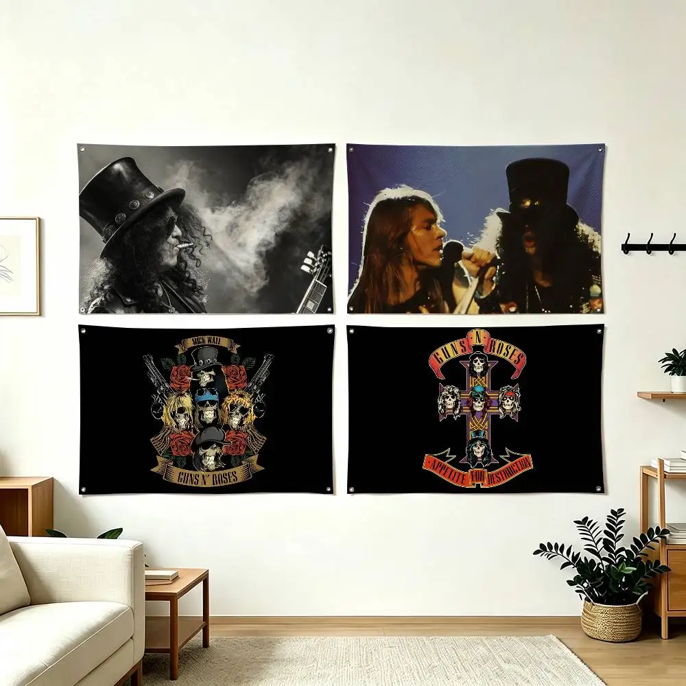 G-Guns N Roses GNR Rock Band Flags Wall Hanging Tapestry Outdoor Garage Room Decorative flag Background Blanket