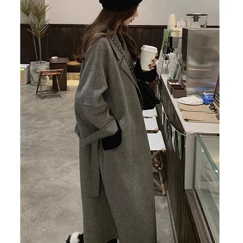 Red Double-sided cashmere Coat For women mid to long length 2026 Autumn Winter New Product Loose High-end Woolen Coats Female