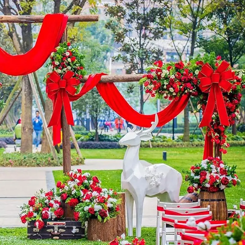 Grande fiocco di natale albero di natale decorazione Topper grande fiocco 8X fiocchi di natale rossi albero di natale Topper ornamento fiocco per