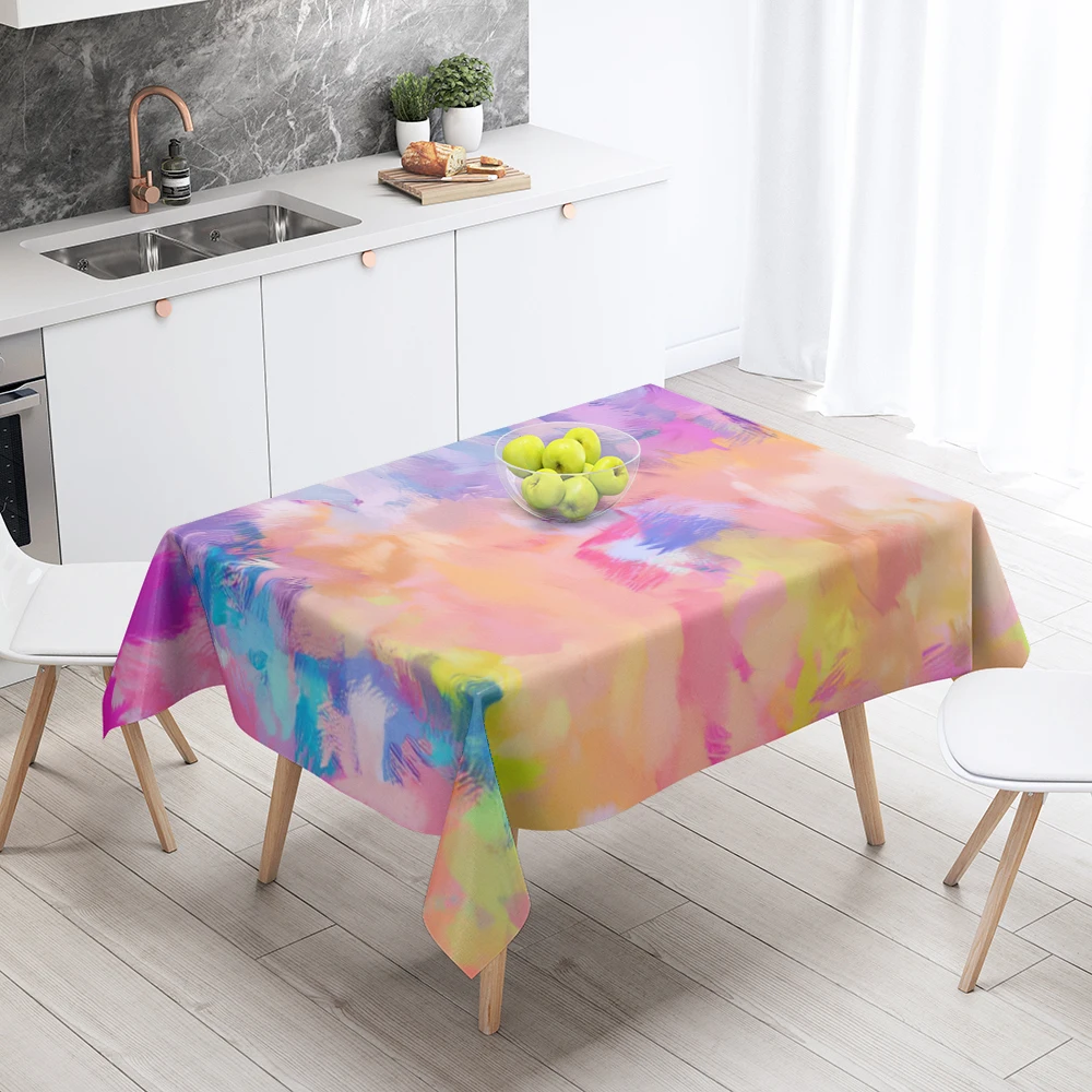 Home tablecloths for dining decoration and rectangular table accessories waterproof cloth Anti-stain restaurant abstract plant