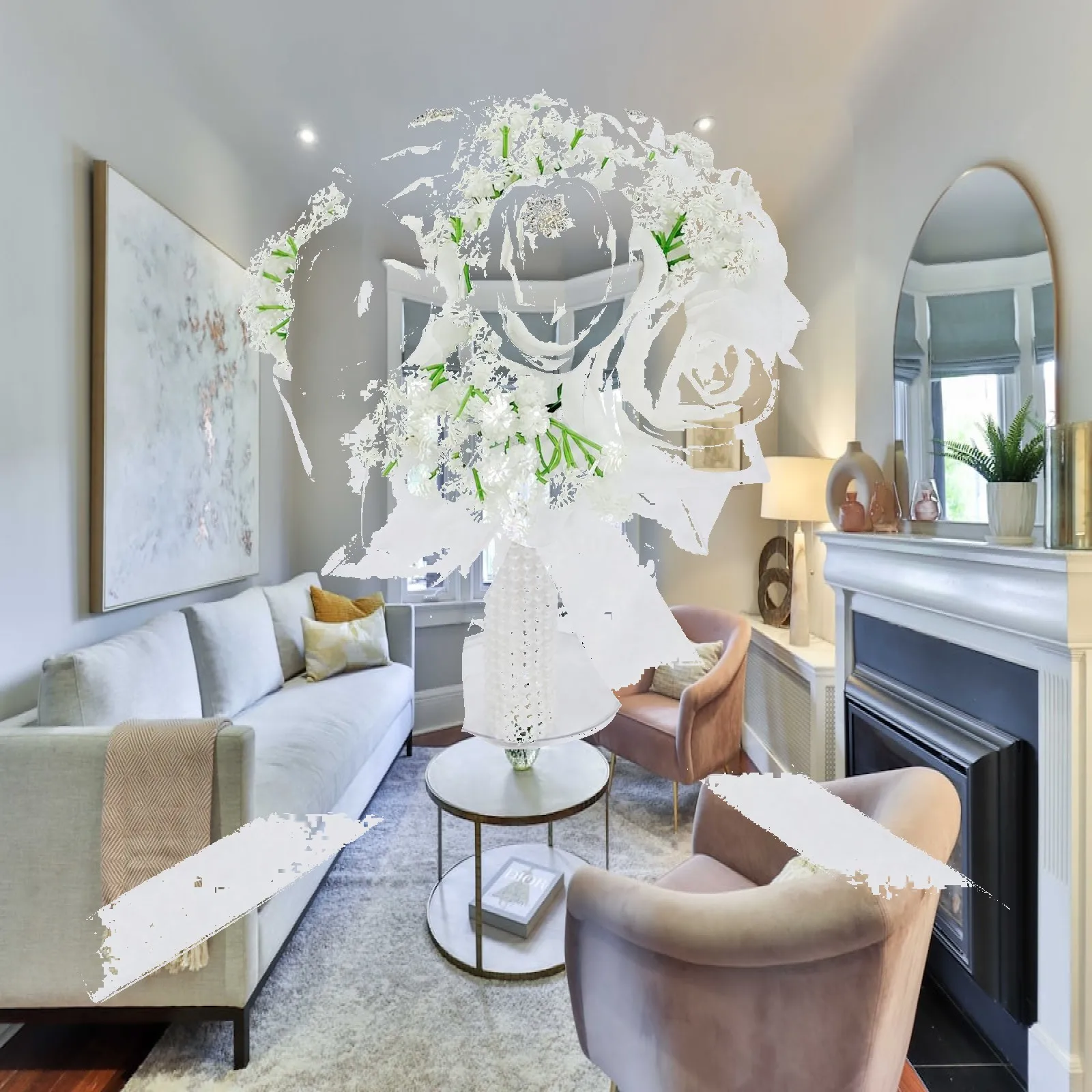Silk Rose Bridal Bouquet Realistic Bridal Hand Bouquet with Pearl Handle Low-Maintenance Long-Lasting for Brides