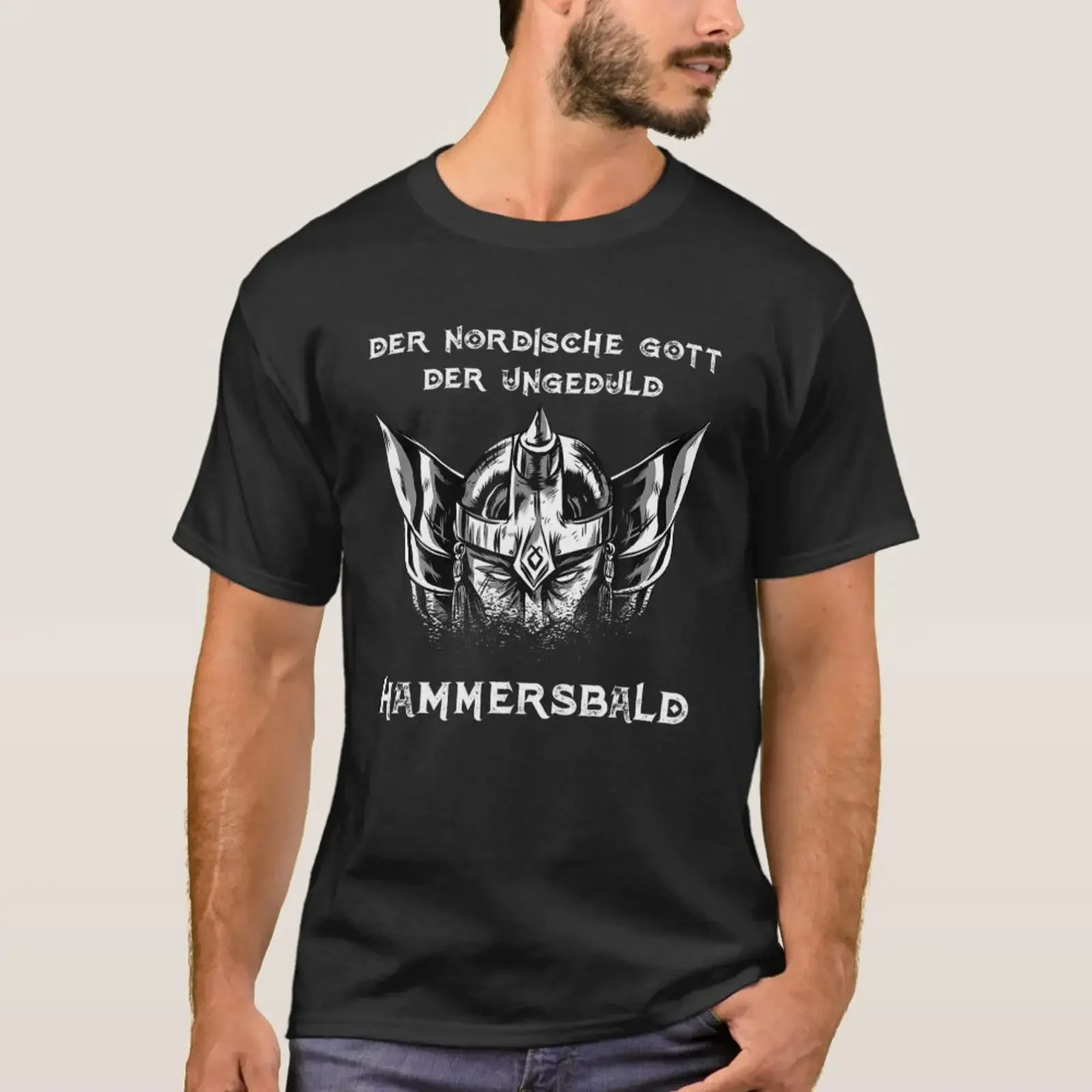 T-shirt vintage Nordic God Impatience Hammersbald Viking F pour homme, délavé, respirant, idéal pour le quotidien, style tendance