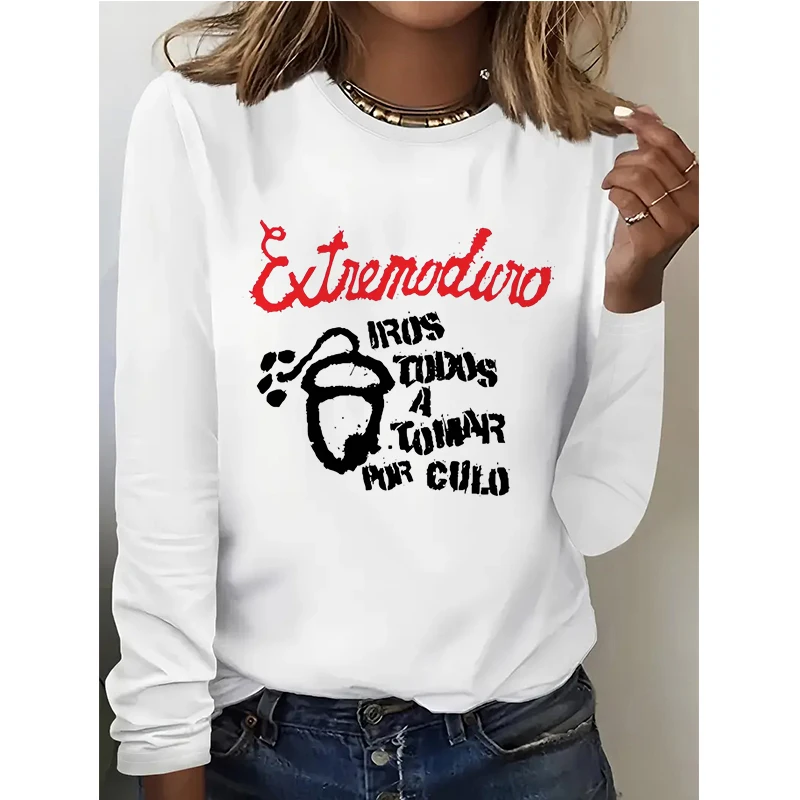Hot Extremoduro Print Long Sleeve T Shirt Rock Band Casual Vintage T-Shirt Women Men Graphic Gothic Y2k Tees Tops 90s Clothes