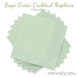 100/200/250PCS Sage Green Cocktail Napkins Disposable 2-ply Paper Napkins Beverage Napkins for Dinner Wedding Party Birthday