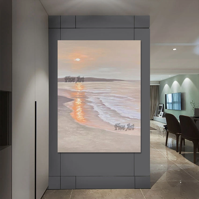 

Простой стиль, морской пейзаж, художественная картина, современная абстрактная картина маслом для украшения стен ресторана, пейзаж без рамы, холст, произведение искусства