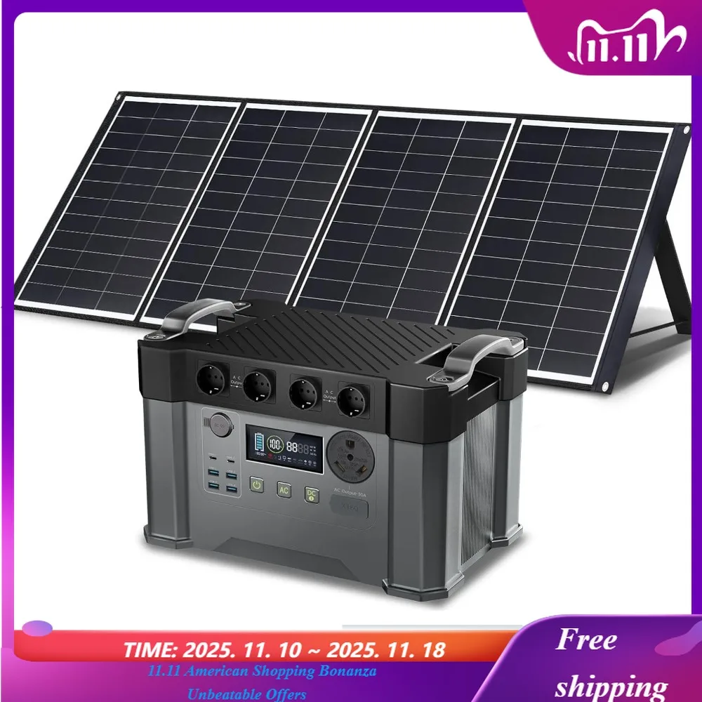 

Портативная электростанция 2000 Вт, резервная батарея MPPT емкостью 1500 Втч, солнечный генератор S2000 с 4 розетками переменного тока (пиковая мощность 4000 Вт), аккумулятор солнечной энергии