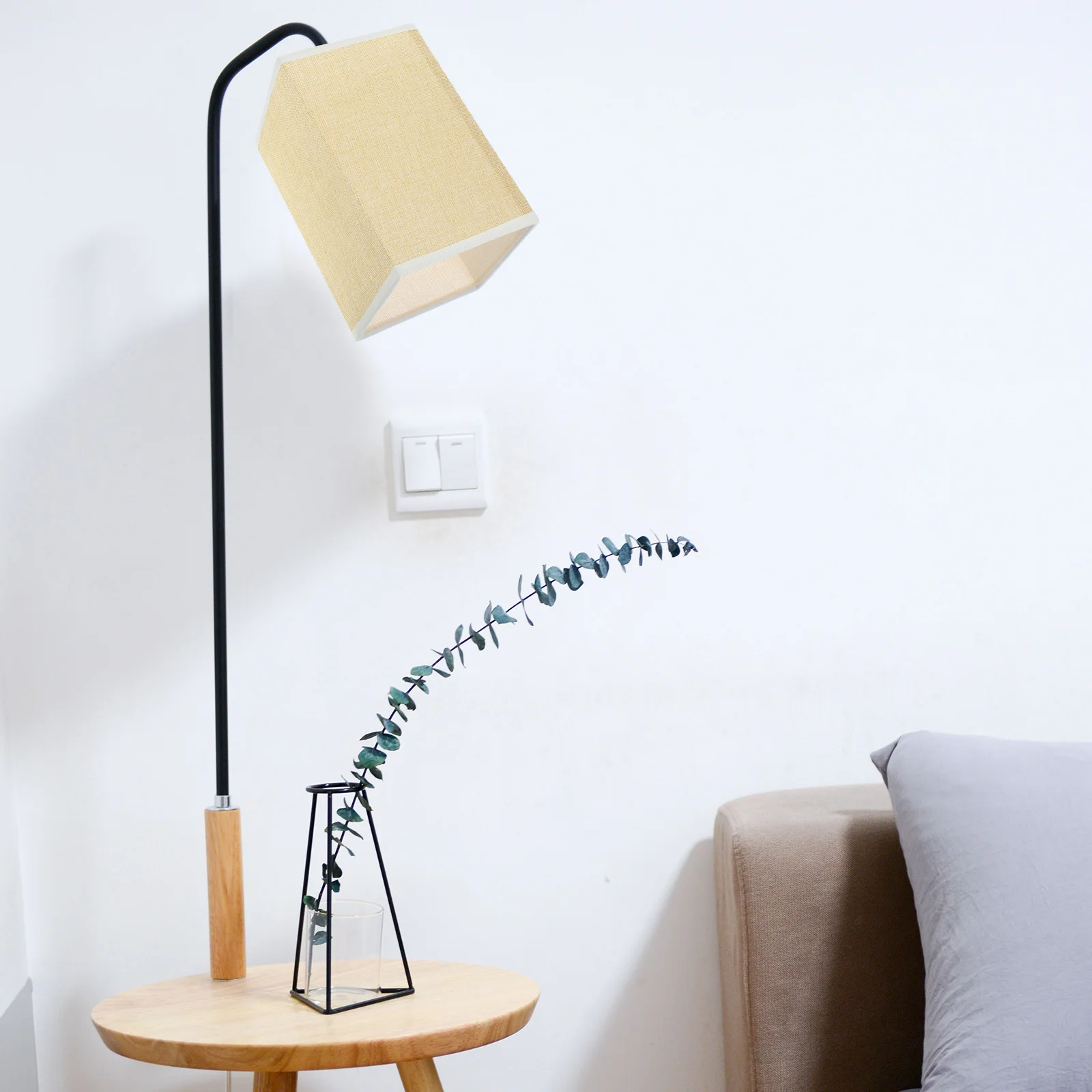 

Square Lampshade for Floor Lamps Table Lamp Shade Linen Cloth Cover Yellow Fabric Replacement Bedside Light Shades Modern Design