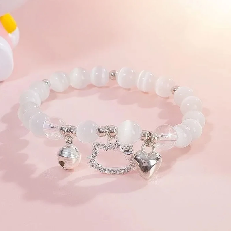 Sanrio Jewelry Necklace Hello Kitty Pearl beaded bracelet Fashion Heart-shaped jewelry Sweet gift for girls