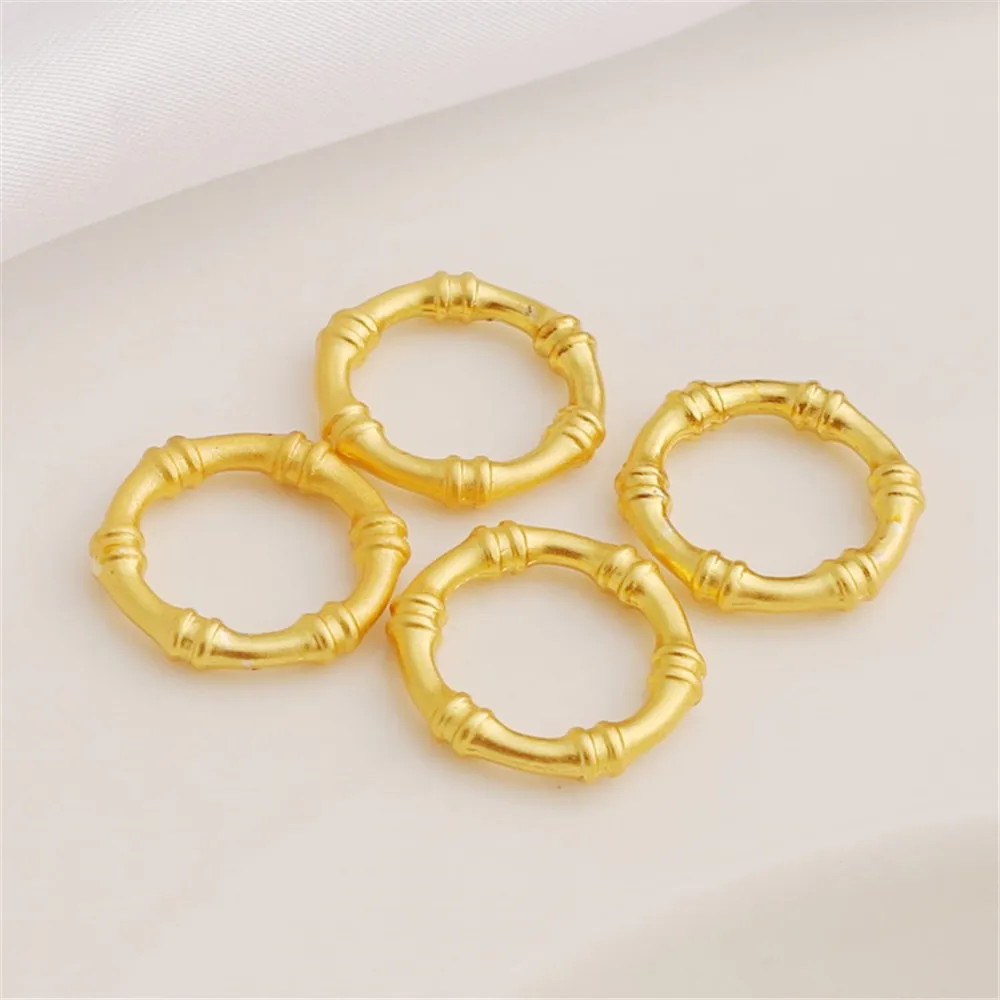 Ancient Gold Bamboo Joint Closed Ring Bracelet, Necklace Link Piece Gasket Circle, DIY Jewelry Accessories