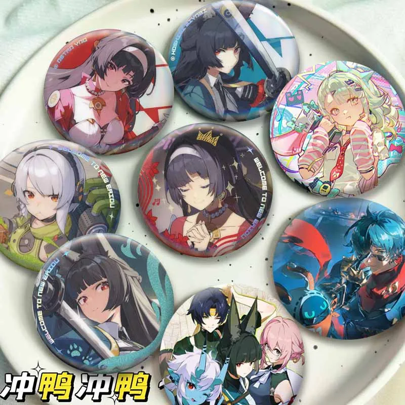 Game Zenless Zone Zero Round Badge Cartoon ZZZ Astra Yao Harumasa Lighter Lapel Pins Round Jewelry Brooch Bag Hat Ornament Gift