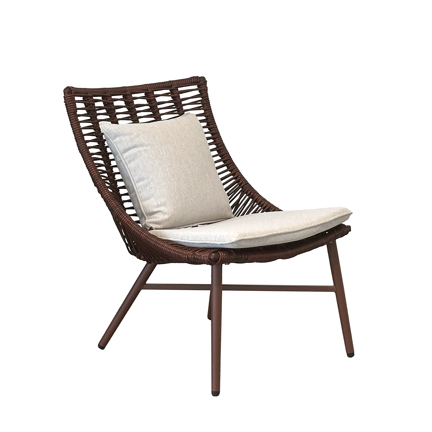 #Modern Outdoor Courtyard Balcony Small Three-Piece Set Waterproof Sunscreen Hand-Woven Rattan Metal Frame Leisure Coffee Table