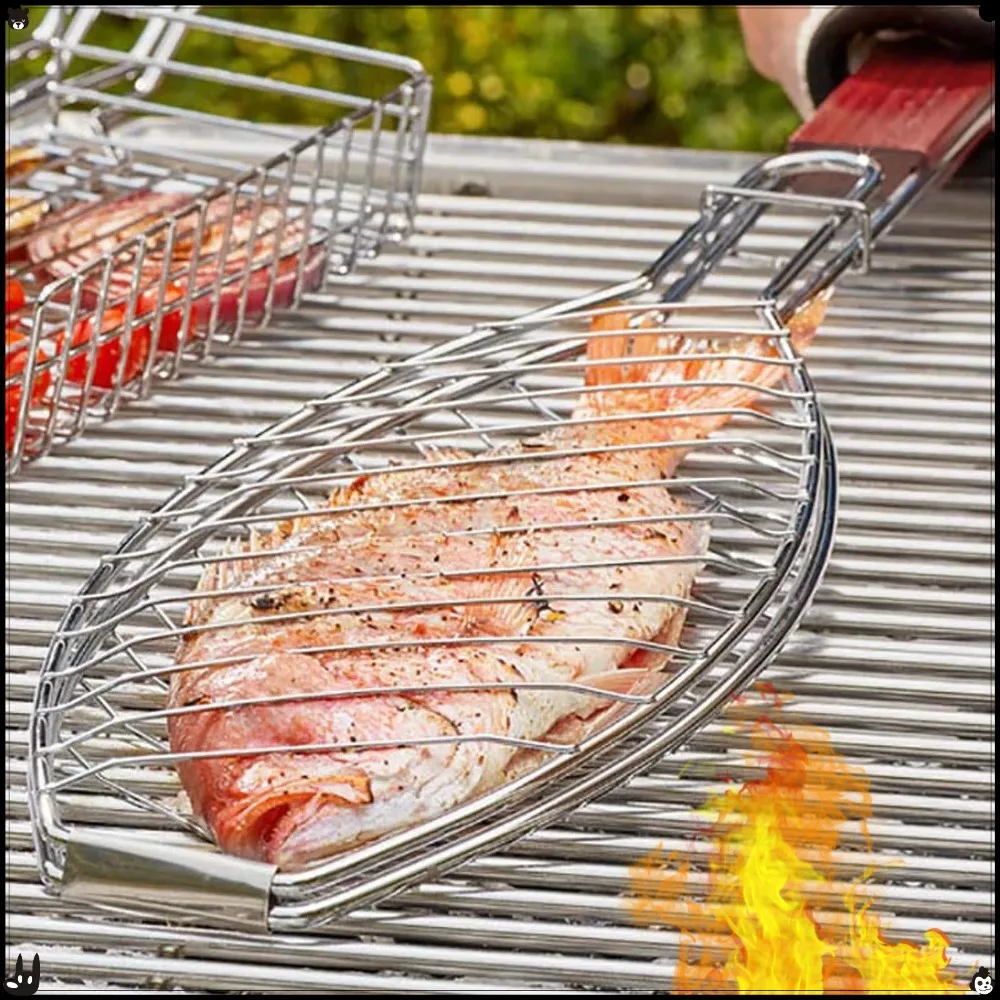 

Home Multi-Functional Foldable Grill Basket Rack Portable Wear-Resistant Grill Basket for Fish Heat-Resistant Grill Basket
