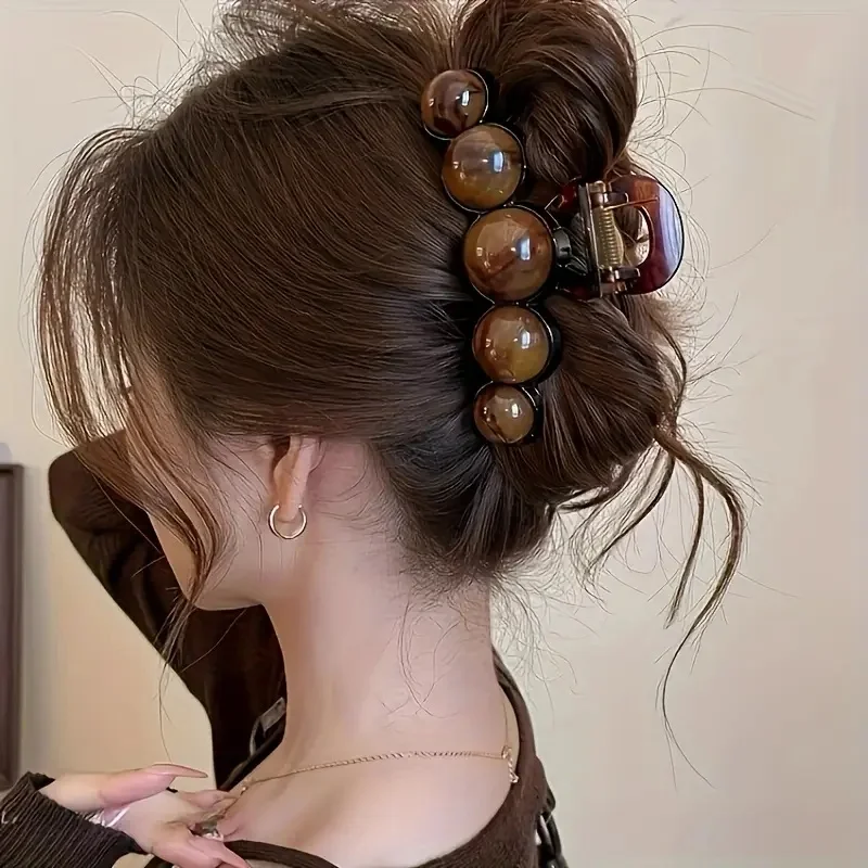 빈티지 스타일 대형 인조 진주 헤어 클립 여성용 샤크 클립 포니테일 및 하이 번에 적합 레트로 시크 헤어 액세서리