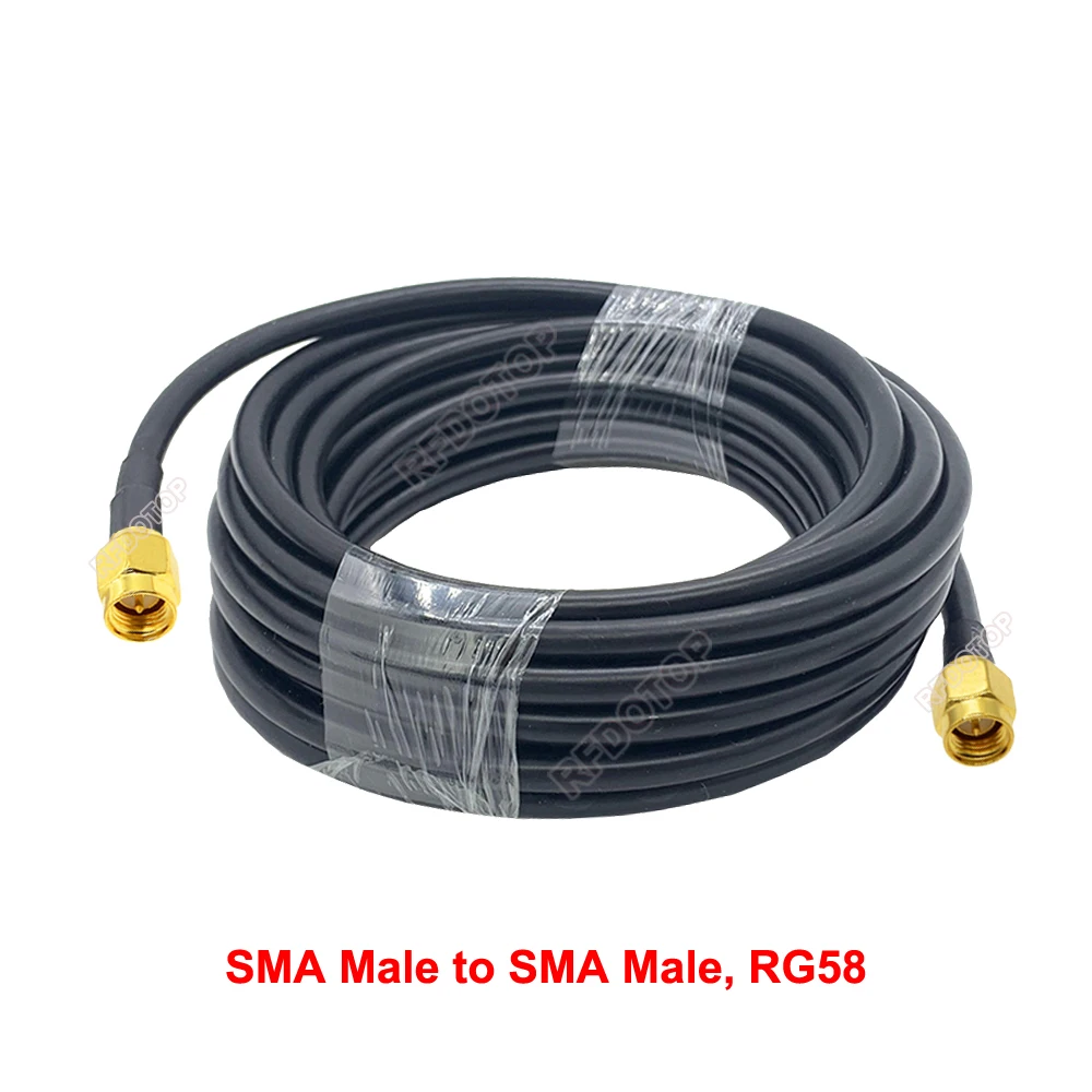 Kabel koncentryczny RG58 50Ω SMA męski do SMA męski, 1M-20M, przedłużacz anteny WiFi, złącze SMA-SMA-50JJ-3, adapter pigtail — zdjęcie 3