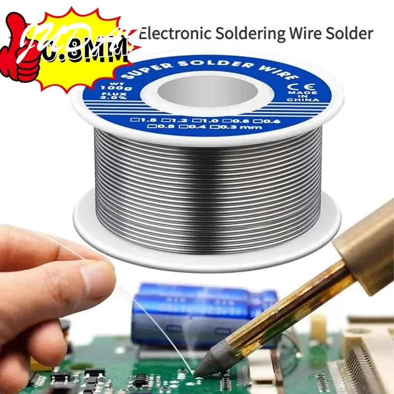 Solder elektronik kawat Solder kabel Rosin Inti timah las fluks kawat Reel 20-50g Diamater 0.8mm aksesoris rumah