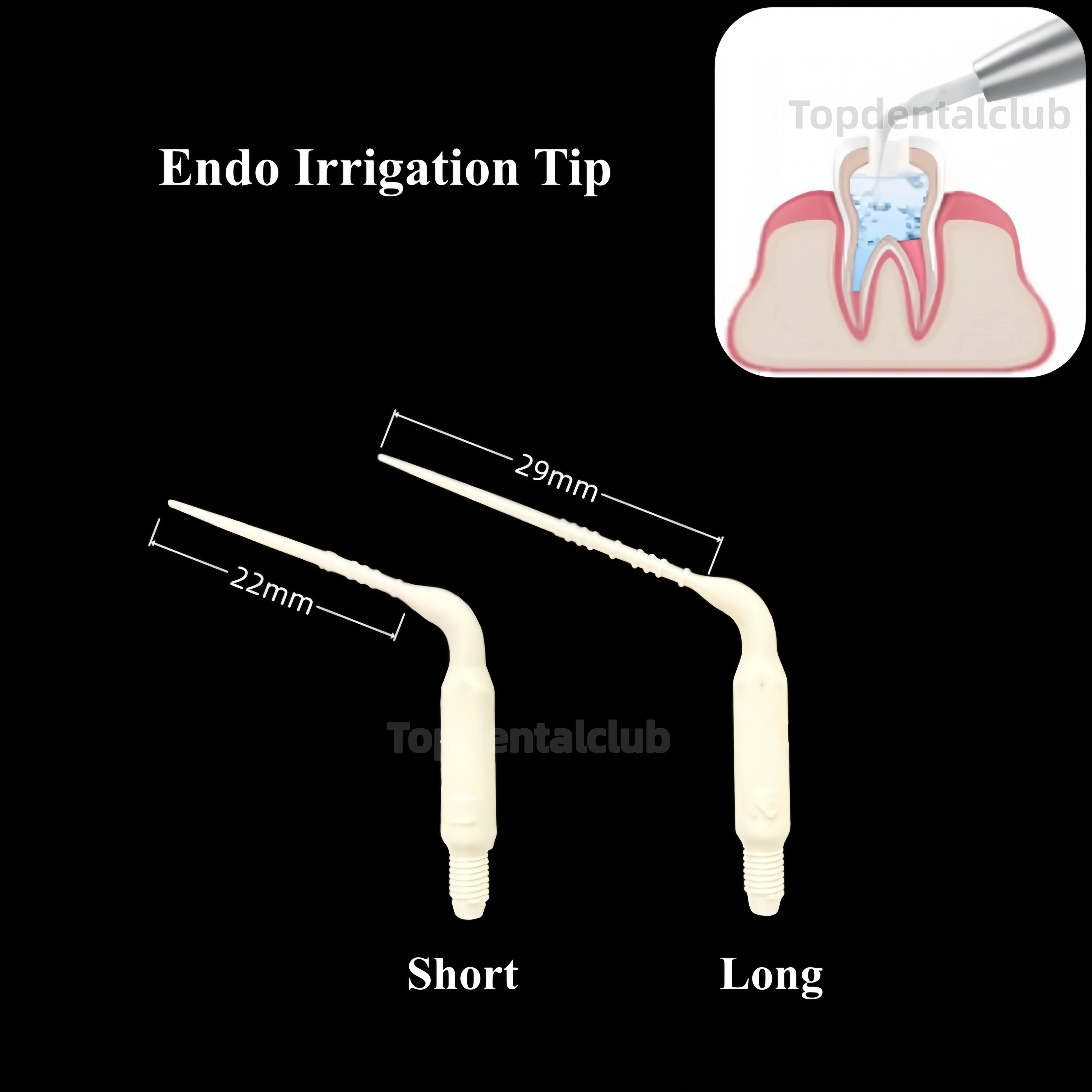 

Dental Endo Irrigation Tips Powered Sonic Handpiece Polymer Soft Cleaning for Air Scaler 22mm/29mm