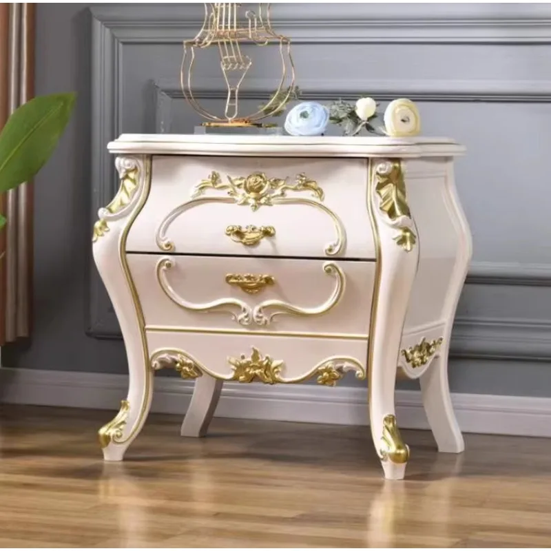 

Европейская прикроватная тумбочка, краска цвета шампанского, прикроватная тумбочка, белый шкафчик для спальни, роскошная красная тумбочка.