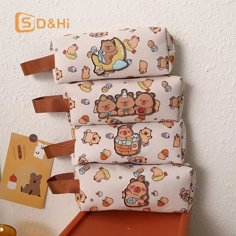 

Cute Cartoon Capybara Pencil Case Kawaii Handbag Multifunctional Large Capacity Storage Bag Makeup Bag Stationery Bag Supplies