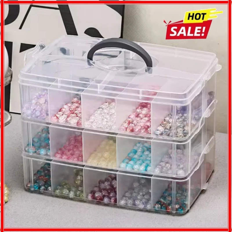 3 Tier 18-Grid Transparent Adjustable Stackable Compartment Slot Plastic Storage Box For Organizing Toys Jewelry Accessories