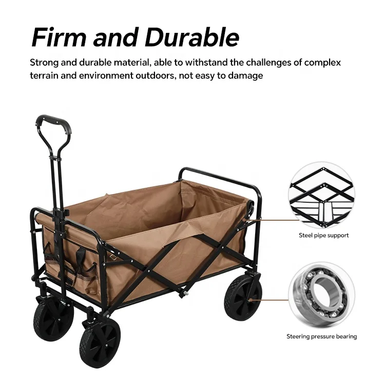 HOMFUL Fishing Bollerwagen Collapsible Folding Camping Trolley Wagon Stroller Beach Cart for Sand Big Wheels view 4