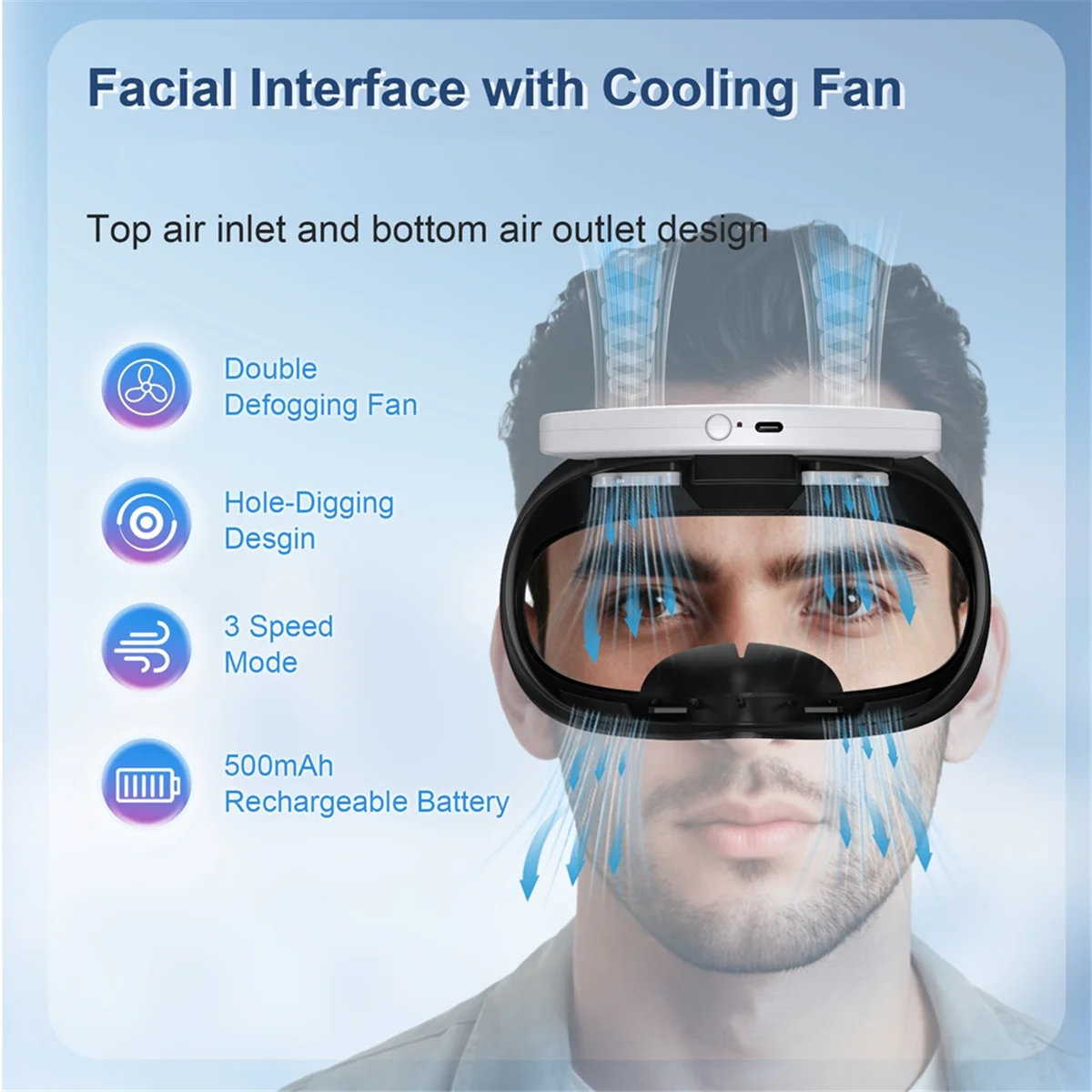 

Face Cover Pad with Cooling Fan Facial Interface with Cooling Fan with PU Face Cushion Pad for Meta Quest 3S&A22K
