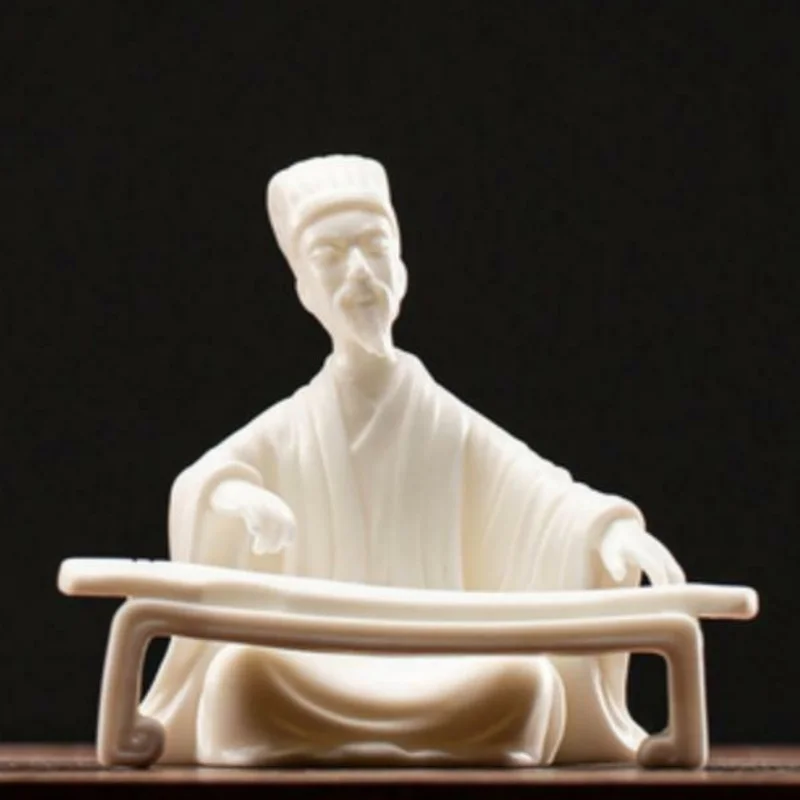 

3.5" Chinese White Porcelain Ceramics Mastermind Zhuge Liang Figurine Statues
