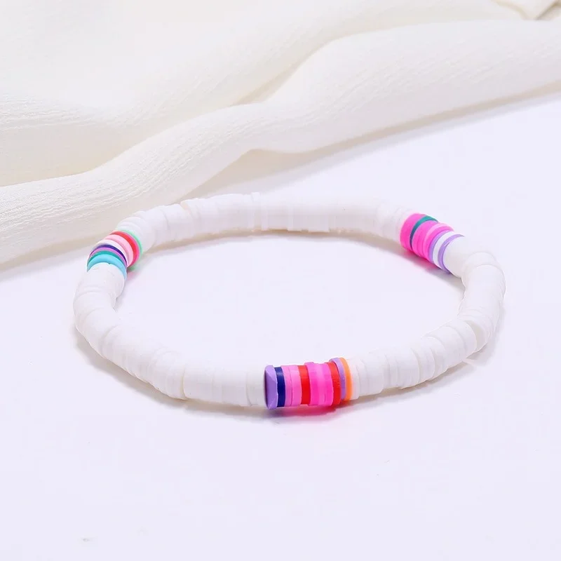 Braccialetto etnico in ceramica morbida colorata da 6mm Boho Holiday Beach bracciale elastico regolabile con ciondoli per donna ragazze Pulsera Pareja