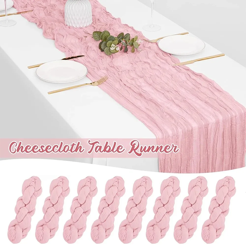 90x300 cm knit cloth table runner Wedding birthday party banquet decoration gauze fabric voile table cloth Twist table cover