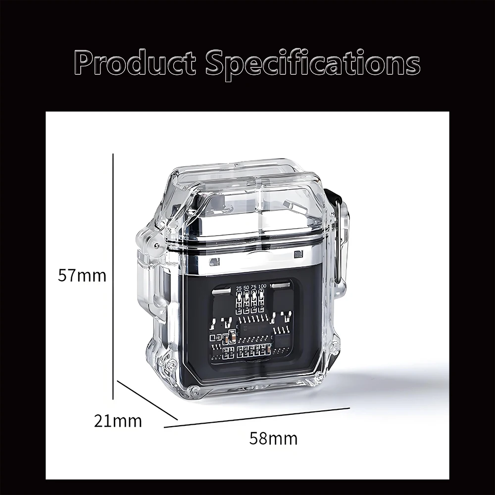New Waterproof Lighter with Transparent Case, Dual Arc Pulse USB Rechargeable Cigarette Lighter Rechargeable Lighter