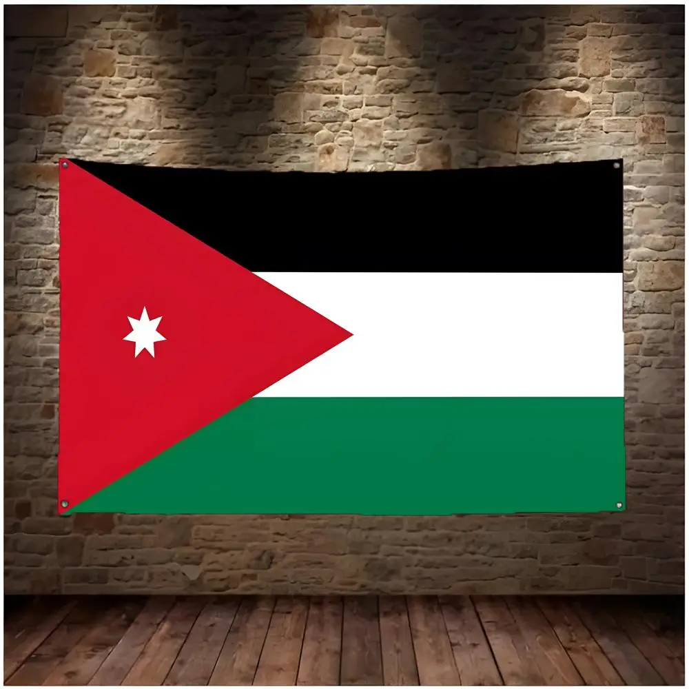 Flag of Jordan Flags Daily four ring borderless design indoor outdoor decor easy hang install