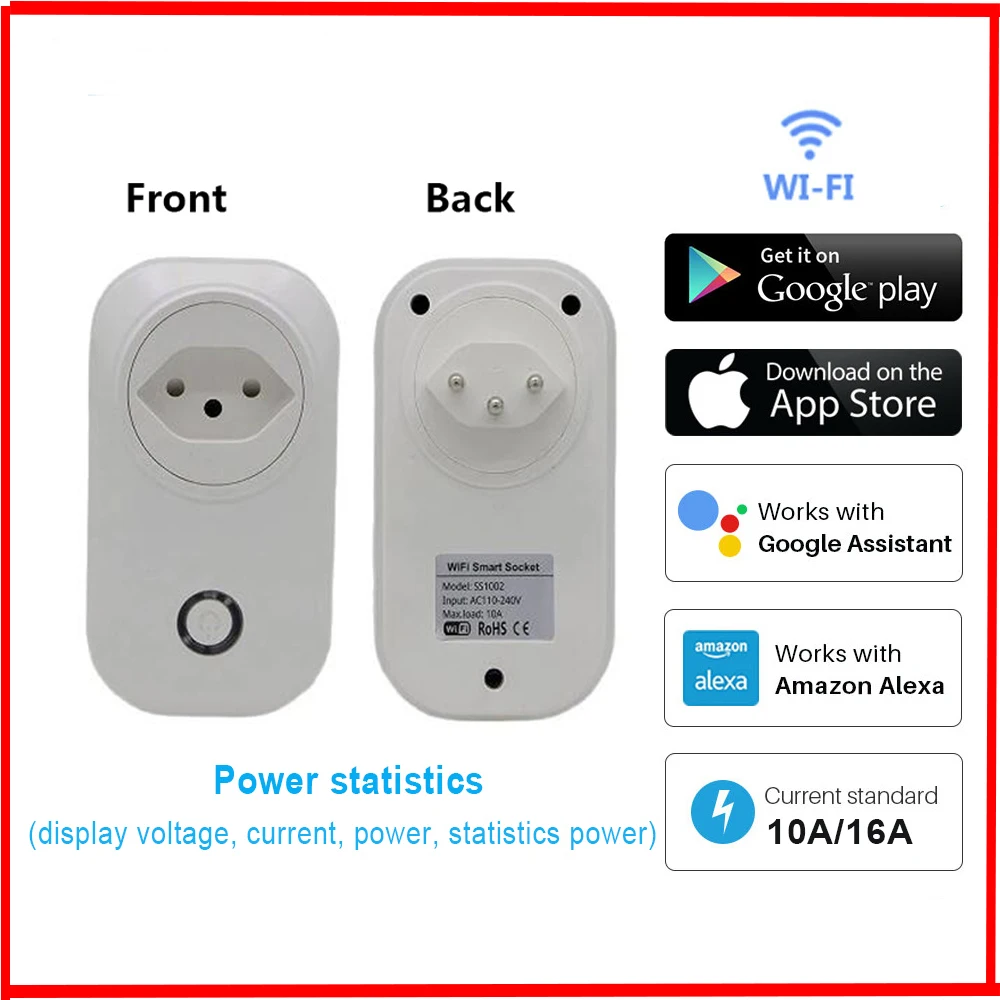 Switzerland Socket Smart Plug Wifi Socket 16A 3500W Power Monitor Tuya Life Works With Alexa Google Home