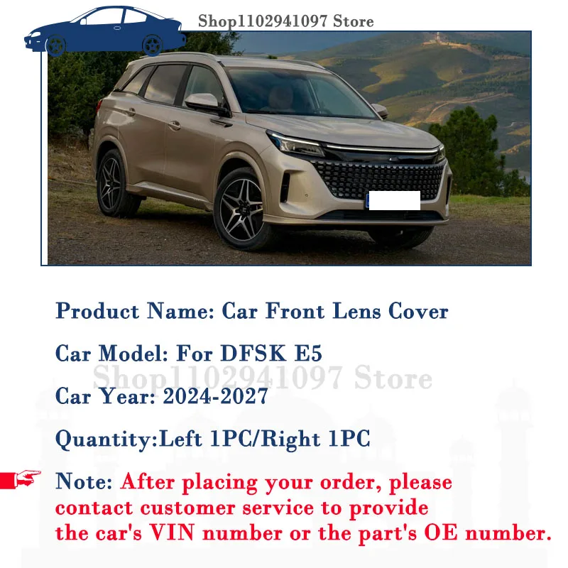 Car Light Shell For DFSK E5 Navor E5 Evolute i-SPACE 2024-2027 New Headlight Lens Cover Left Right Exterior Part Car Accessories