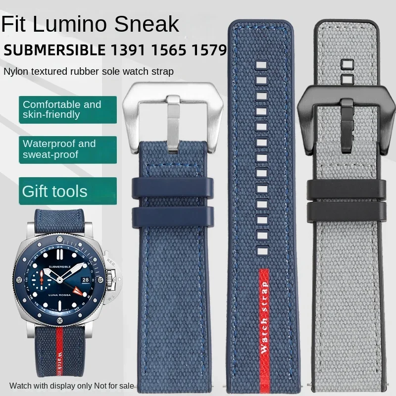 

For Panerai SUBMERSIBLE band Luna Rossa PAM1466 PAM1391 PAM1565 Bracelet Rubber Strap 22MM 26mm Men's 24mm Watch Band Waterproof