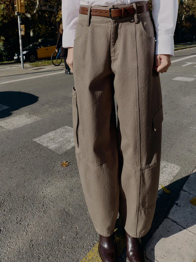 

High-End Women's Winter New Arrival Balloon Pants Side ket Design Loose Fit High Waist Long Trousers Faionable Casual Wear