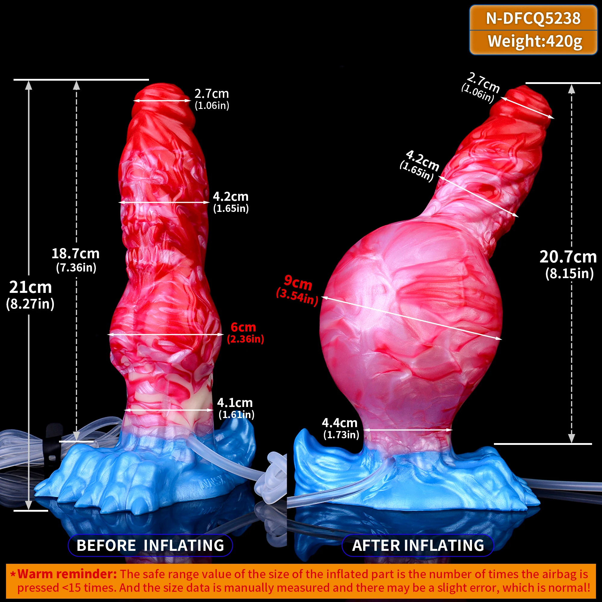 FAAK Silicone Inflatable Ejaculation Penis With Suction Cup Fantasy Squirting Knot Dildo Anal Sex Toys For Women Men Flirting