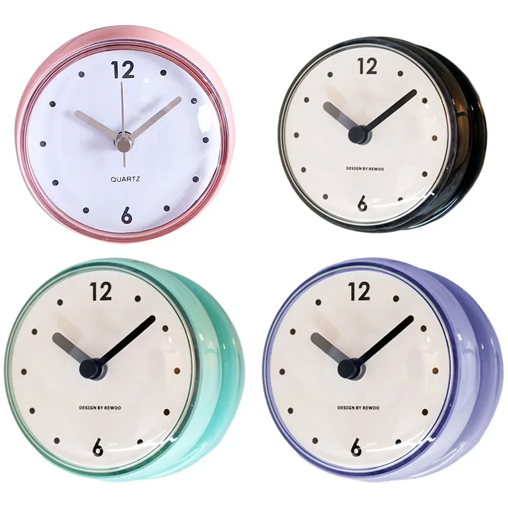 Sucker Wall Clock For Kitchen Sucker Wall Clock Bathroom Wall Clock Pink 75x75mm Anti-Fog Home Decorations for Showers Cooking