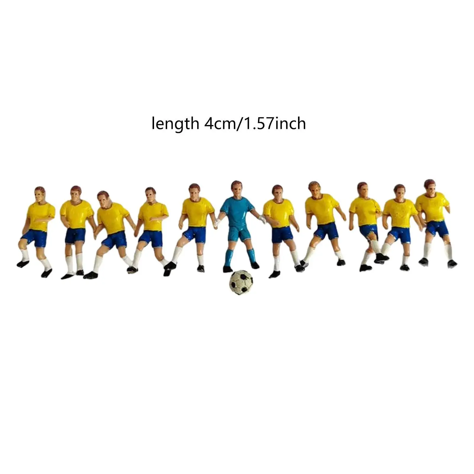 11x Figure di giocatore di calcio in miniatura Ragazzo di calcio Puntelli per foto Modello realistico di persone minuscole per la decorazione del desktop Tavolo di sabbia
