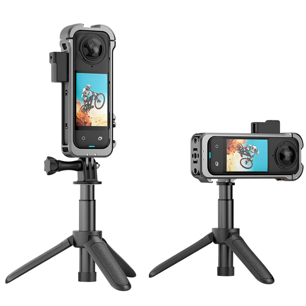 Insta360 X4 용 금속 프레임 보호 확장 토끼 케이지 브래킷, 카메라용 콜드 슈, 수평 및 수직 촬영 액세서리